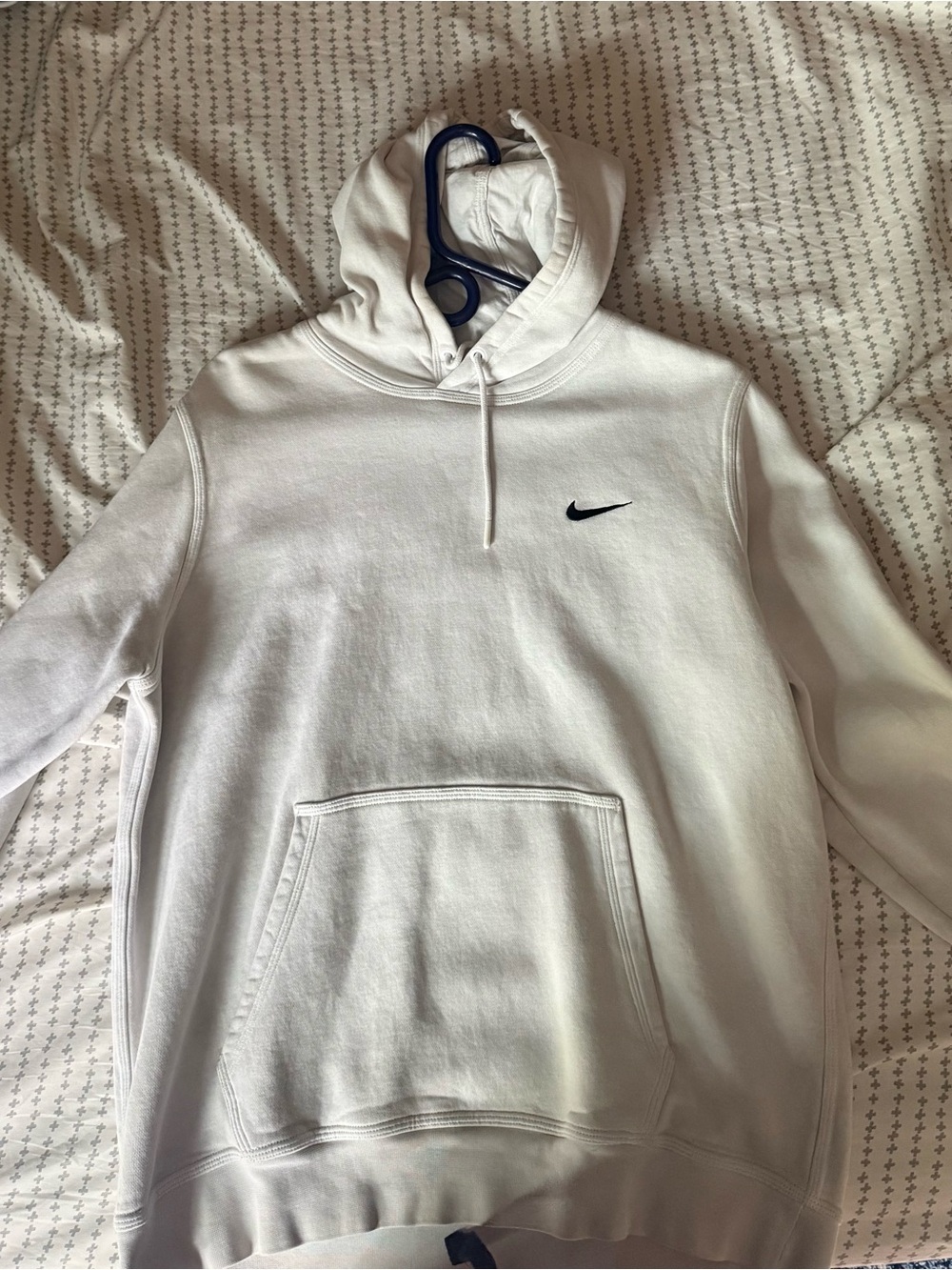 Nike White Crewneck Hoodie with Black Swoosh